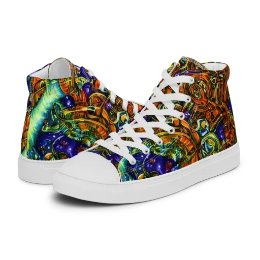 Ultraviolet Machine on a Women's High Top Canvas Shoes
