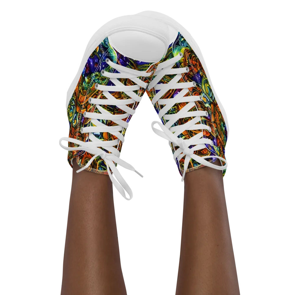 Ultraviolet Machine on Women's High Top Canvas Shoes — Front