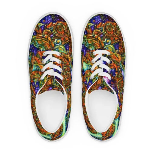 Ultraviolet Machine on a Men's Lace-Up Canvas Shoes