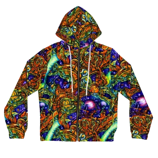 Ultraviolet Machine on a Women's Full-Zip Hoodie
