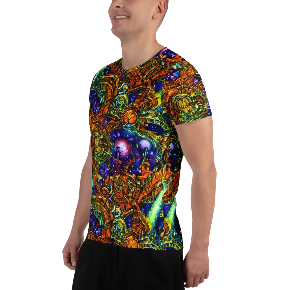 Ultraviolet Machine on Men's Athletic T-Shirt — Left