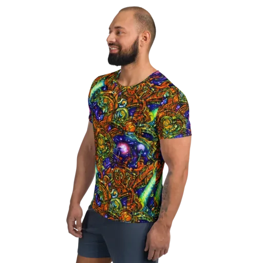 Ultraviolet Machine on a Men's Athletic T-Shirt