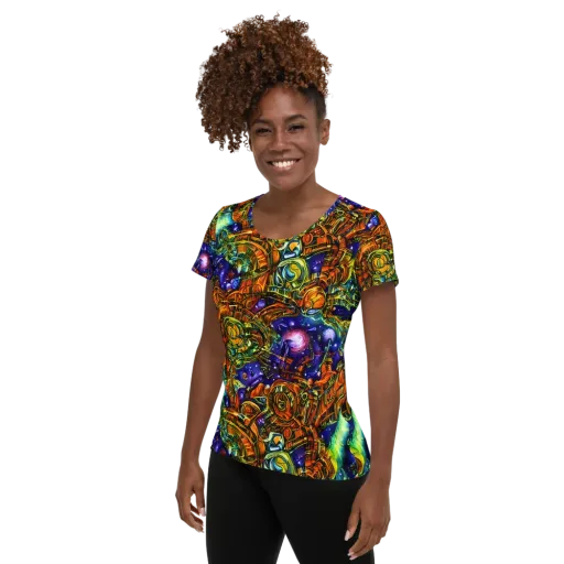 Ultraviolet Machine on a Women's Athletic T-Shirt