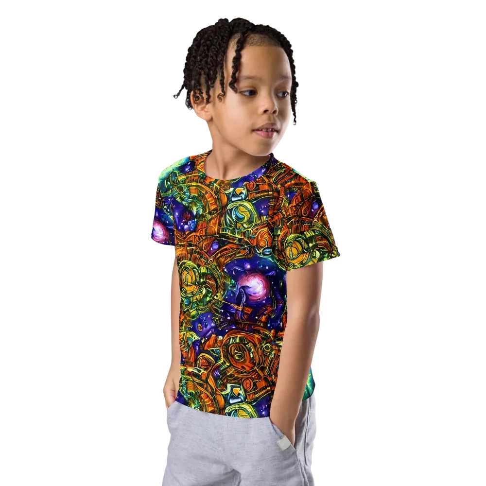 Ultraviolet Machine on Kids Crew Neck T-Shirt — Left Front
