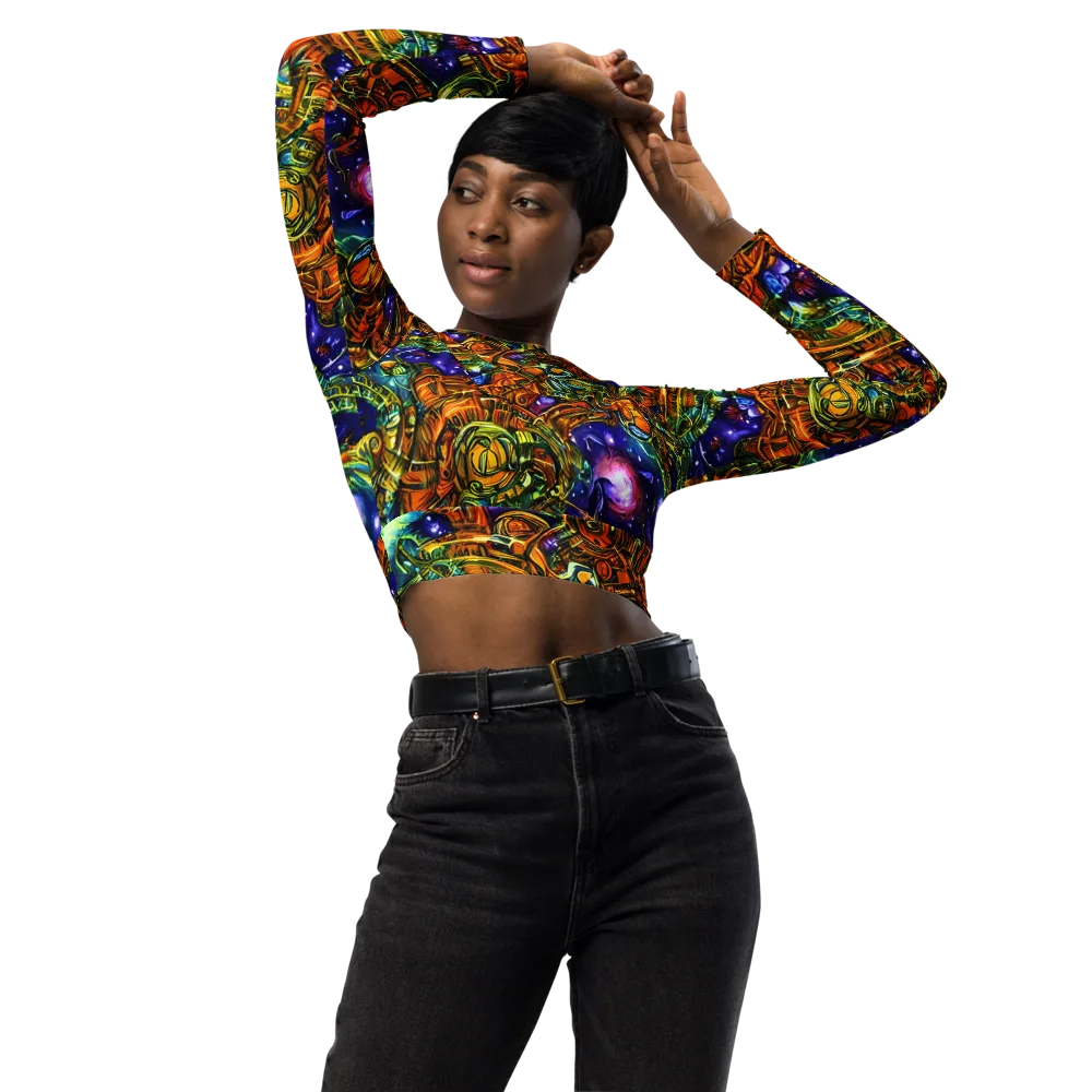 Ultraviolet Machine on Long Sleeve Crop Top — Front