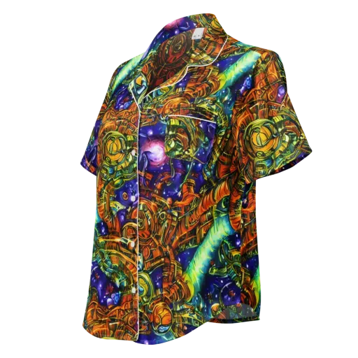 Ultraviolet Machine on a Women's Short Sleeve Pajama Top