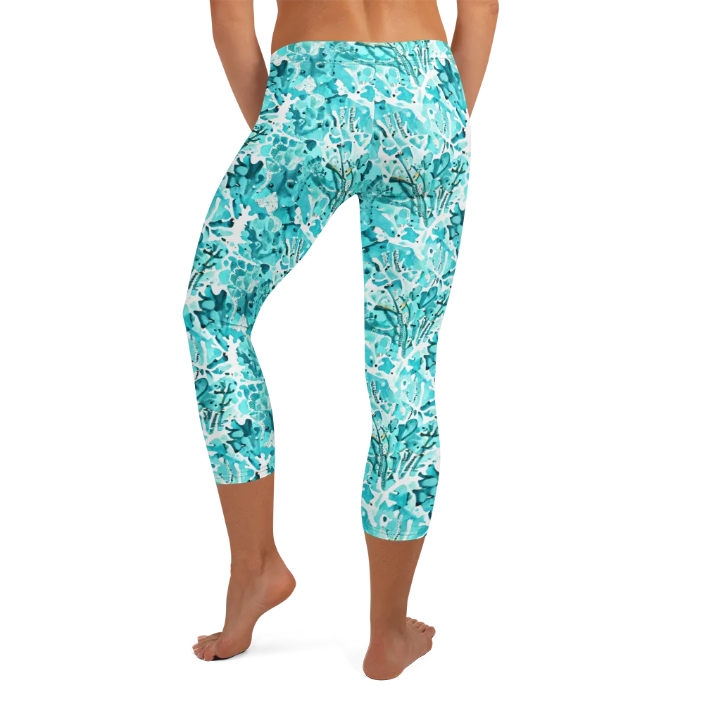 Tidal Bloom on Capri Leggings — Back