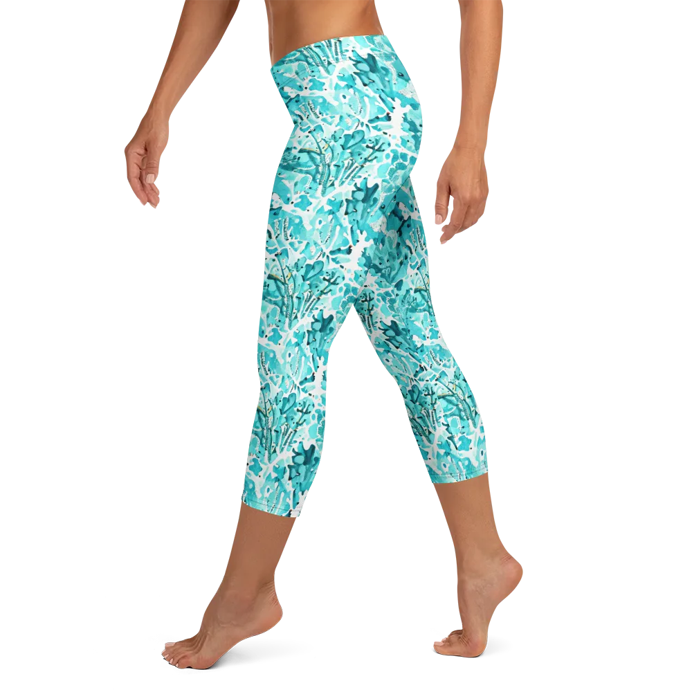 Tidal Bloom on Capri Leggings — Left