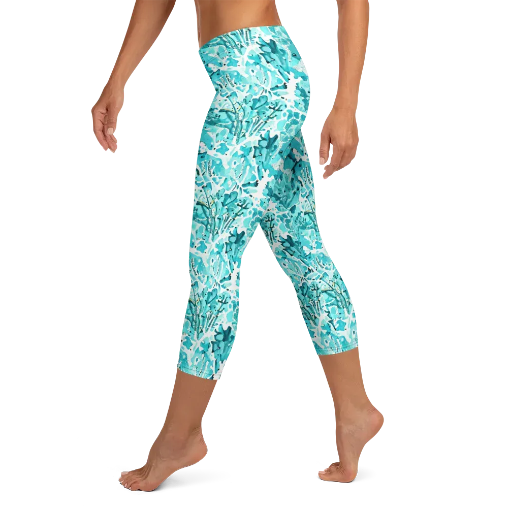 Tidal Bloom on Capri Leggings — Left