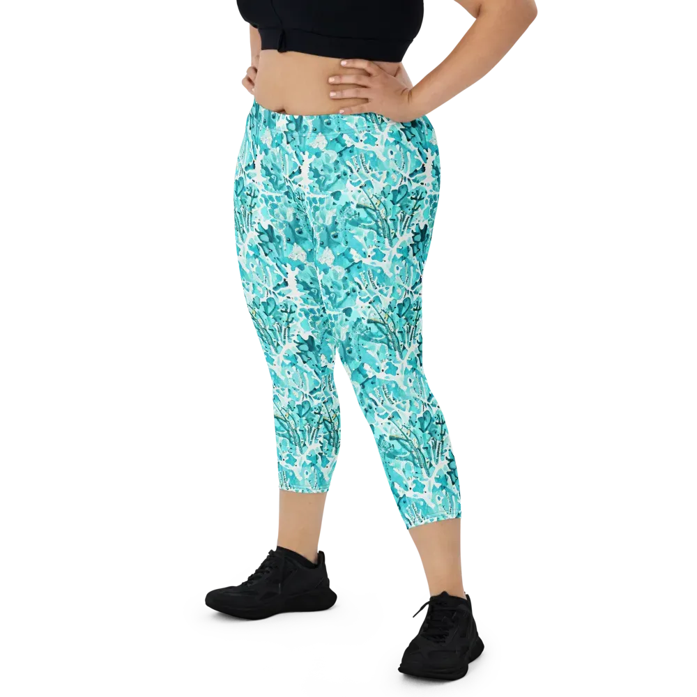 Tidal Bloom on Capri Leggings — Front
