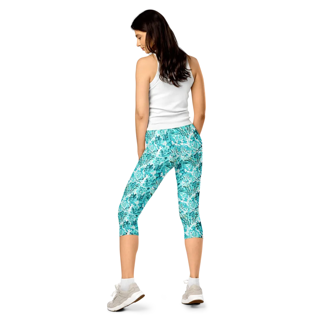 Tidal Bloom on Capri Leggings — Back