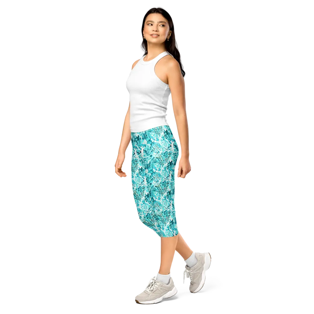 Tidal Bloom on Capri Leggings — Left Front