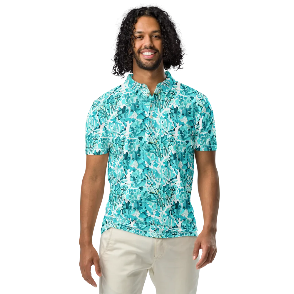 Tidal Bloom on Men's Slim Fit Polo Shirt — Front