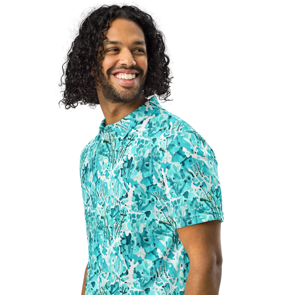 Tidal Bloom on Men's Slim Fit Polo Shirt — Left Front