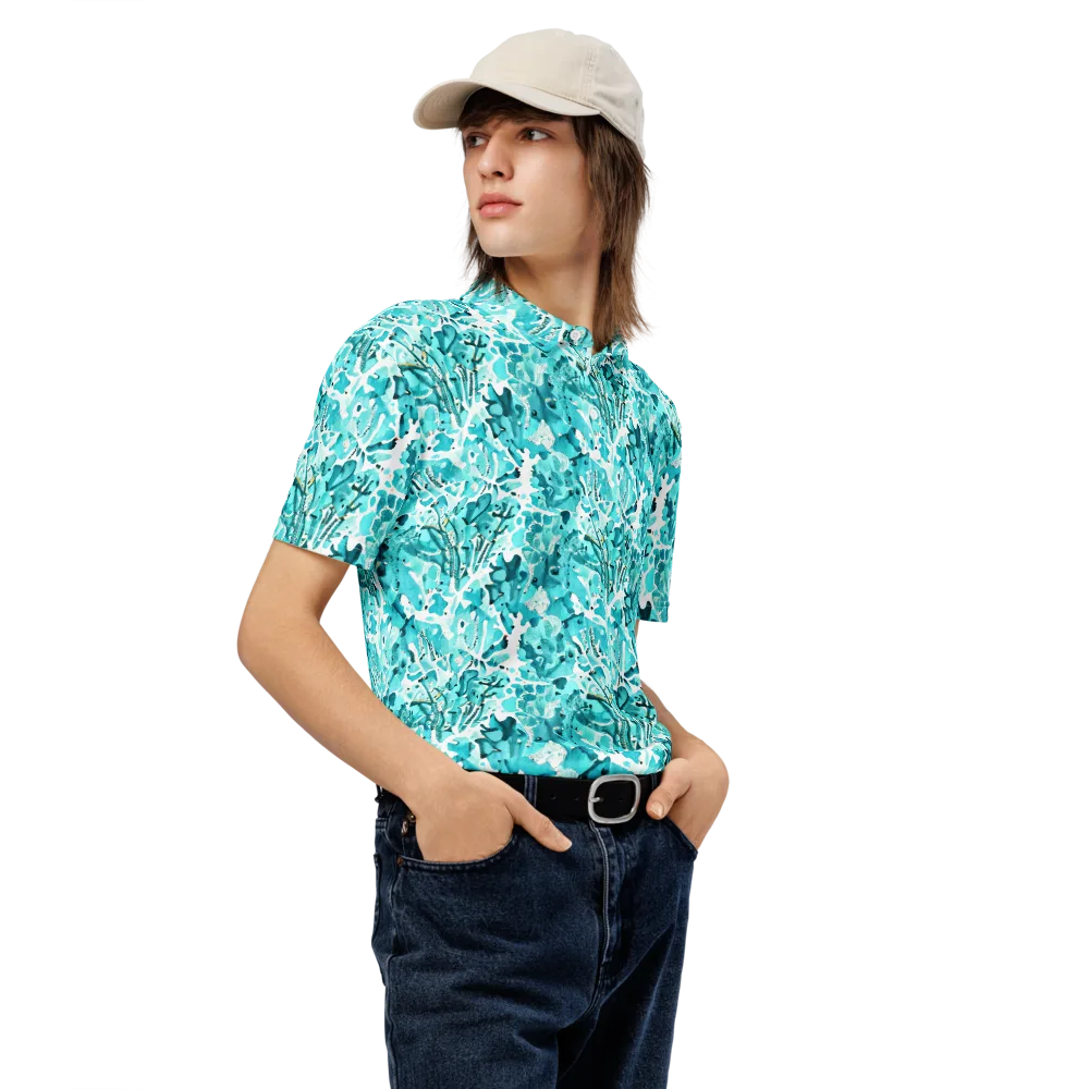 Tidal Bloom on Men's Slim Fit Polo Shirt — Right Front