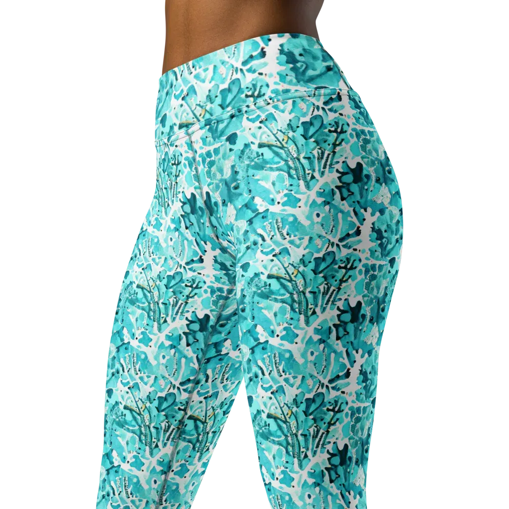 Tidal Bloom on Yoga Leggings — Left Front