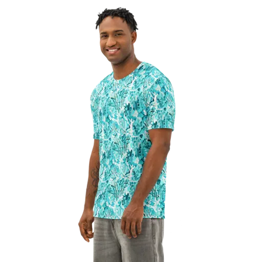Tidal Bloom on a Men's Cotton Crew Neck T-Shirt