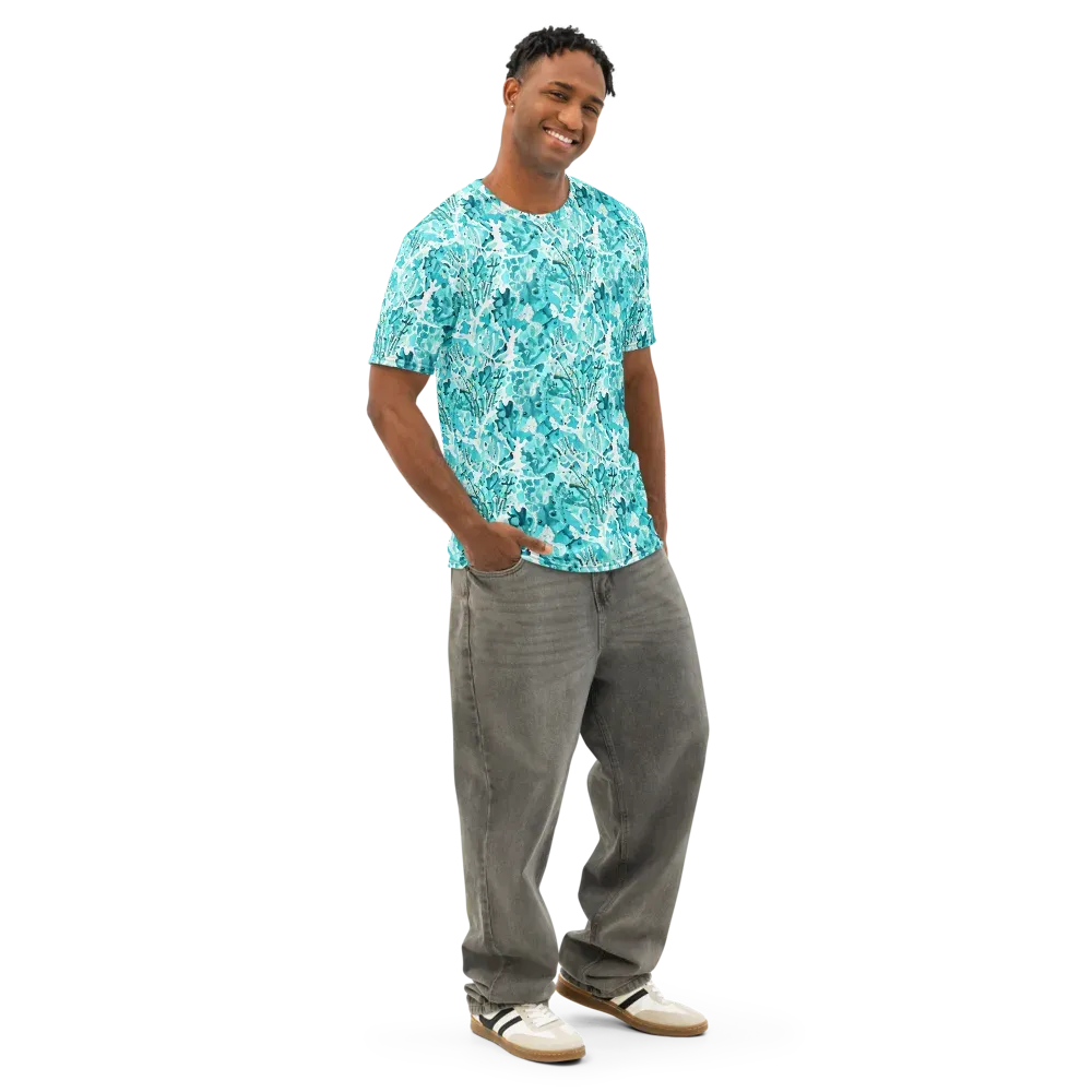 Tidal Bloom on Men's Cotton Crew Neck T-Shirt — Right Front