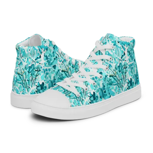 Tidal Bloom on a Men's High Top Canvas Shoes