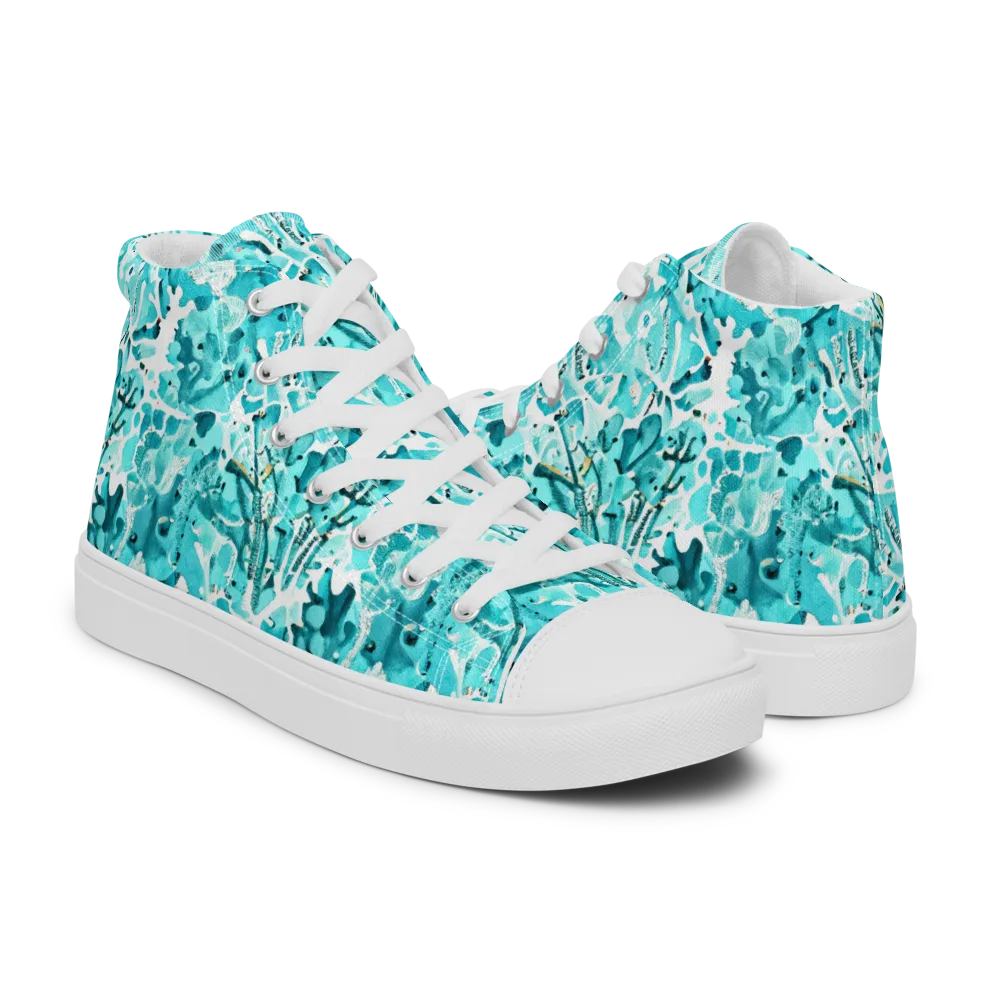 Tidal Bloom on Men's High Top Canvas Shoes — Right