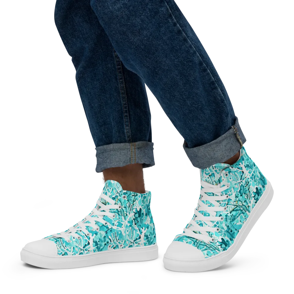 Tidal Bloom on Men's High Top Canvas Shoes — Left