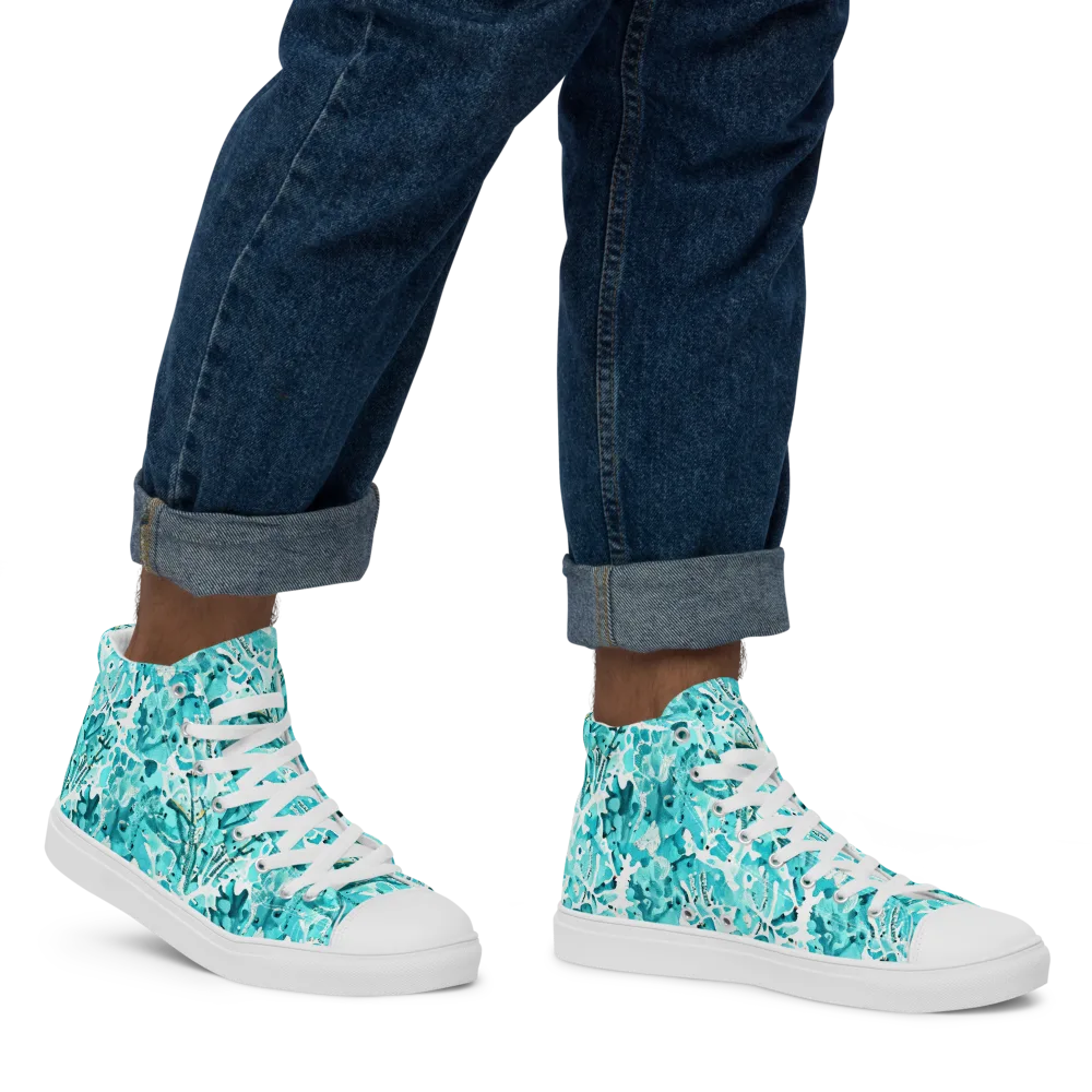 Tidal Bloom on Men's High Top Canvas Shoes — Right