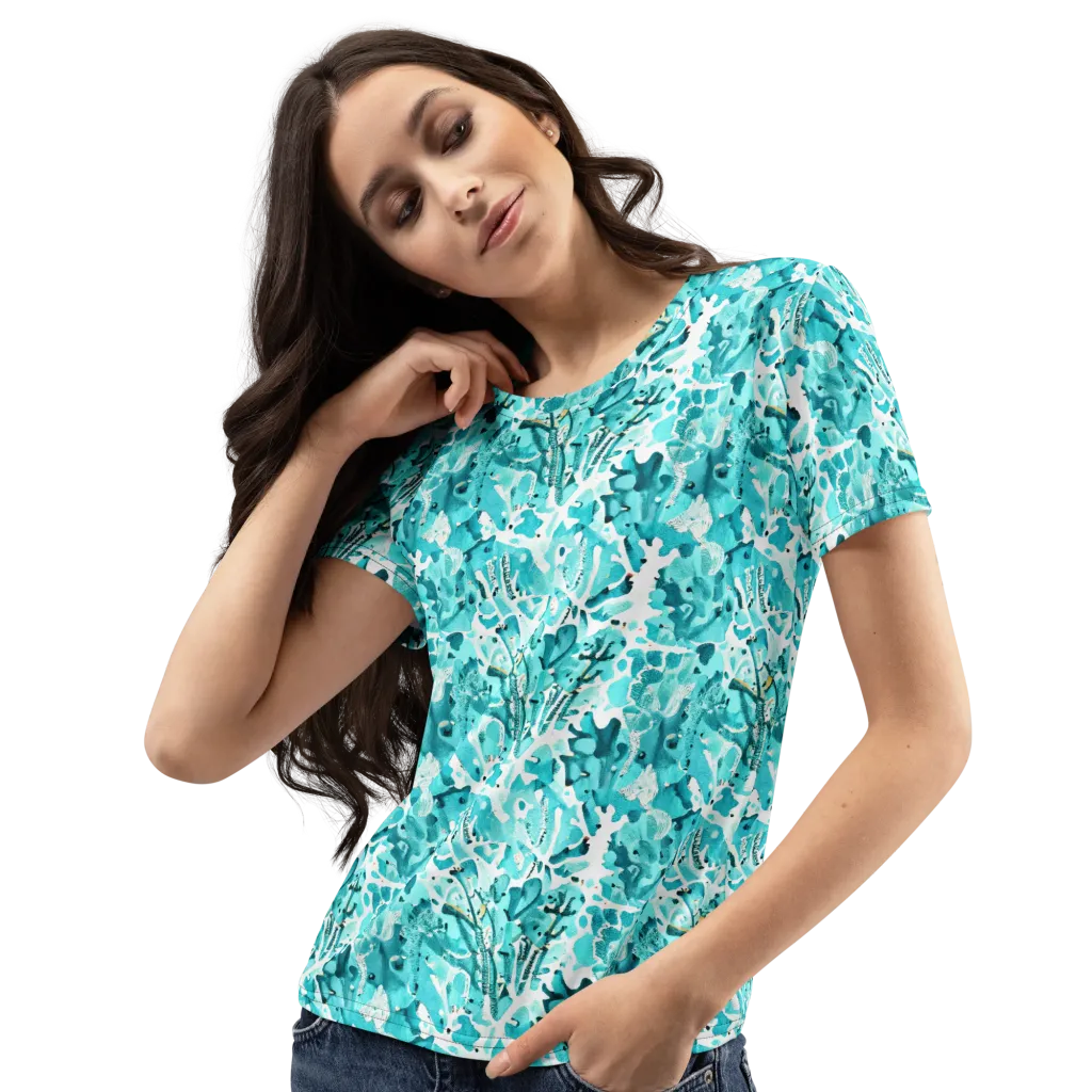 Tidal Bloom on Women's Crew Neck T-Shirt — Left Front