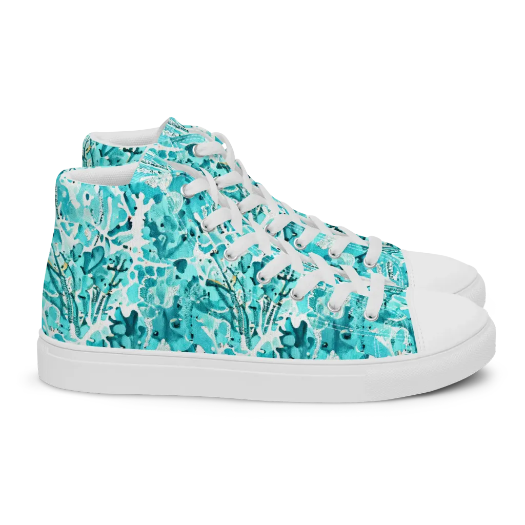 Tidal Bloom on Women's High Top Canvas Shoes — Right