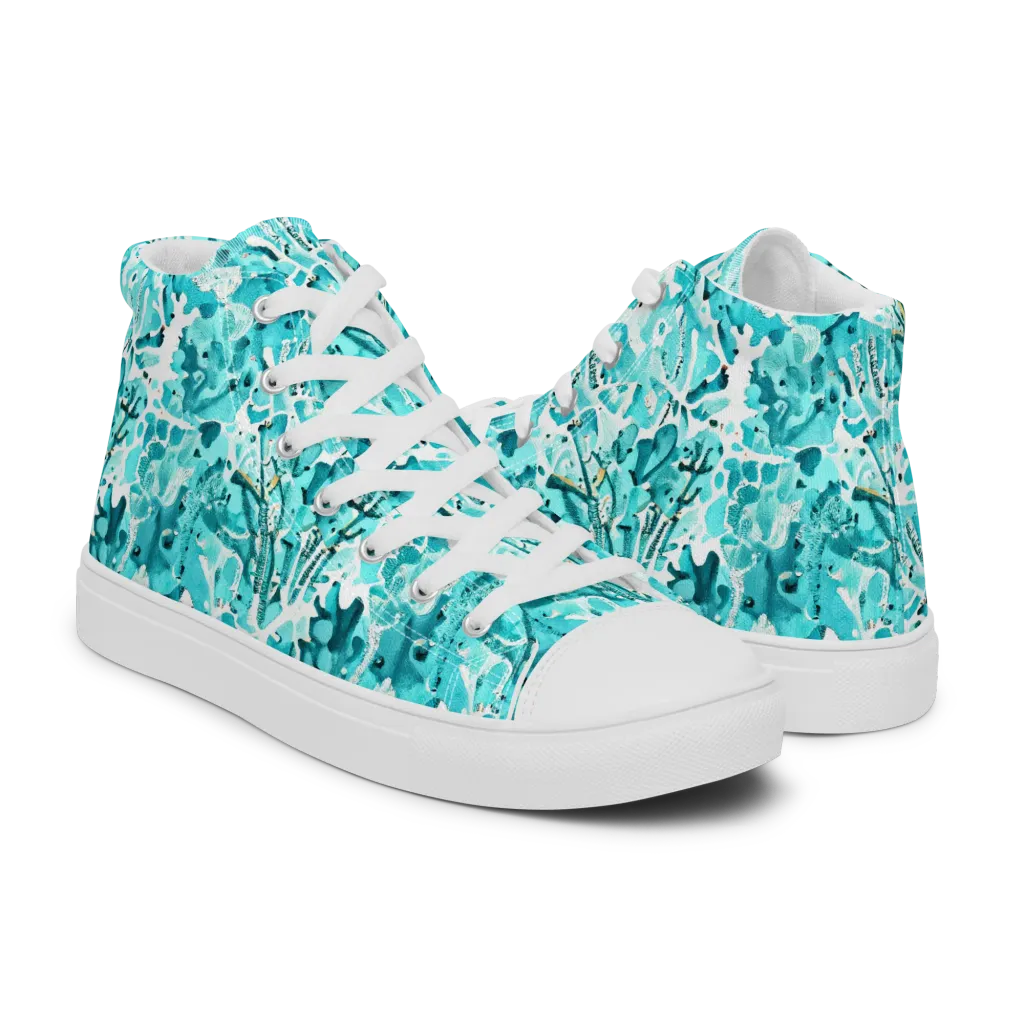 Tidal Bloom on Women's High Top Canvas Shoes — Right