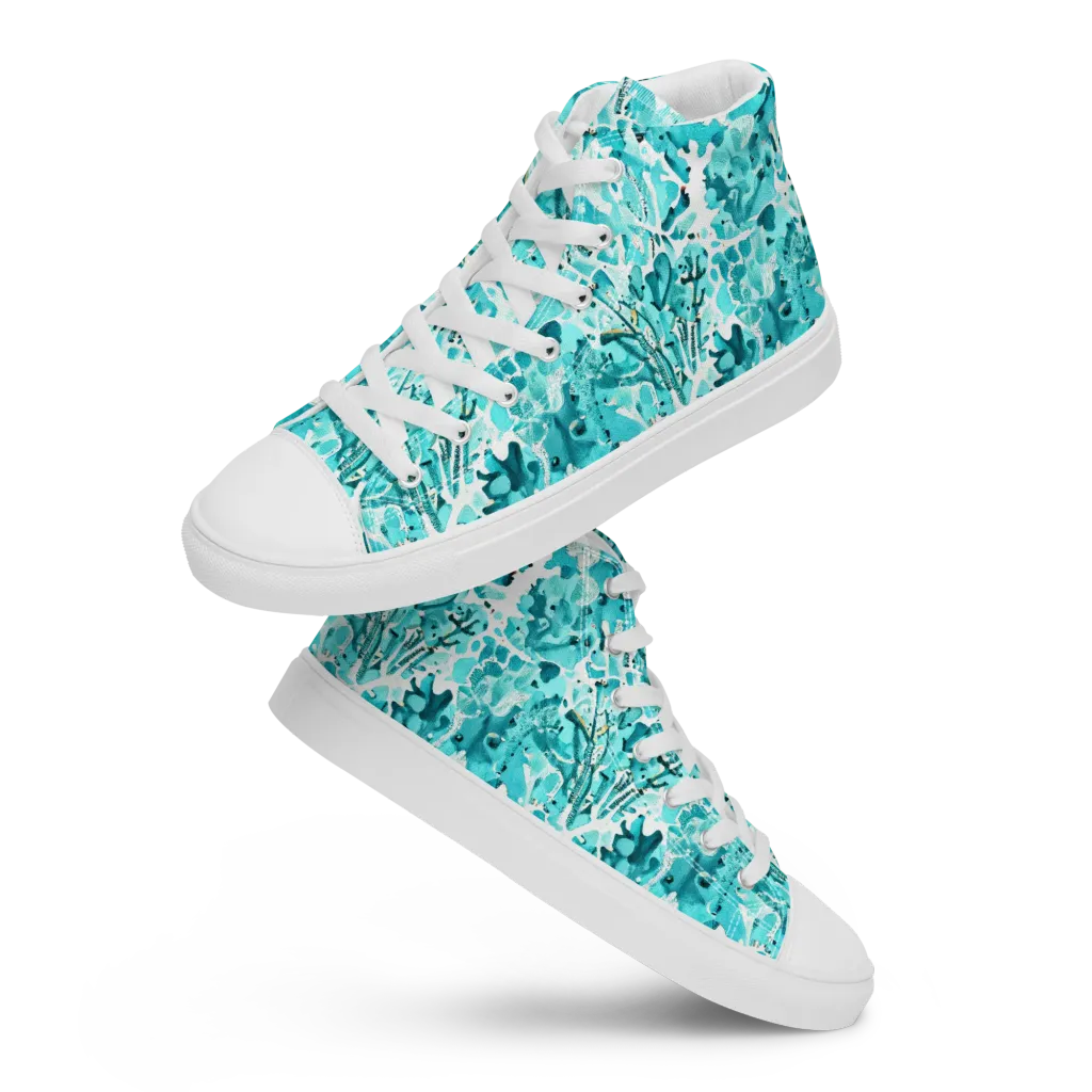 Tidal Bloom on Women's High Top Canvas Shoes — Front