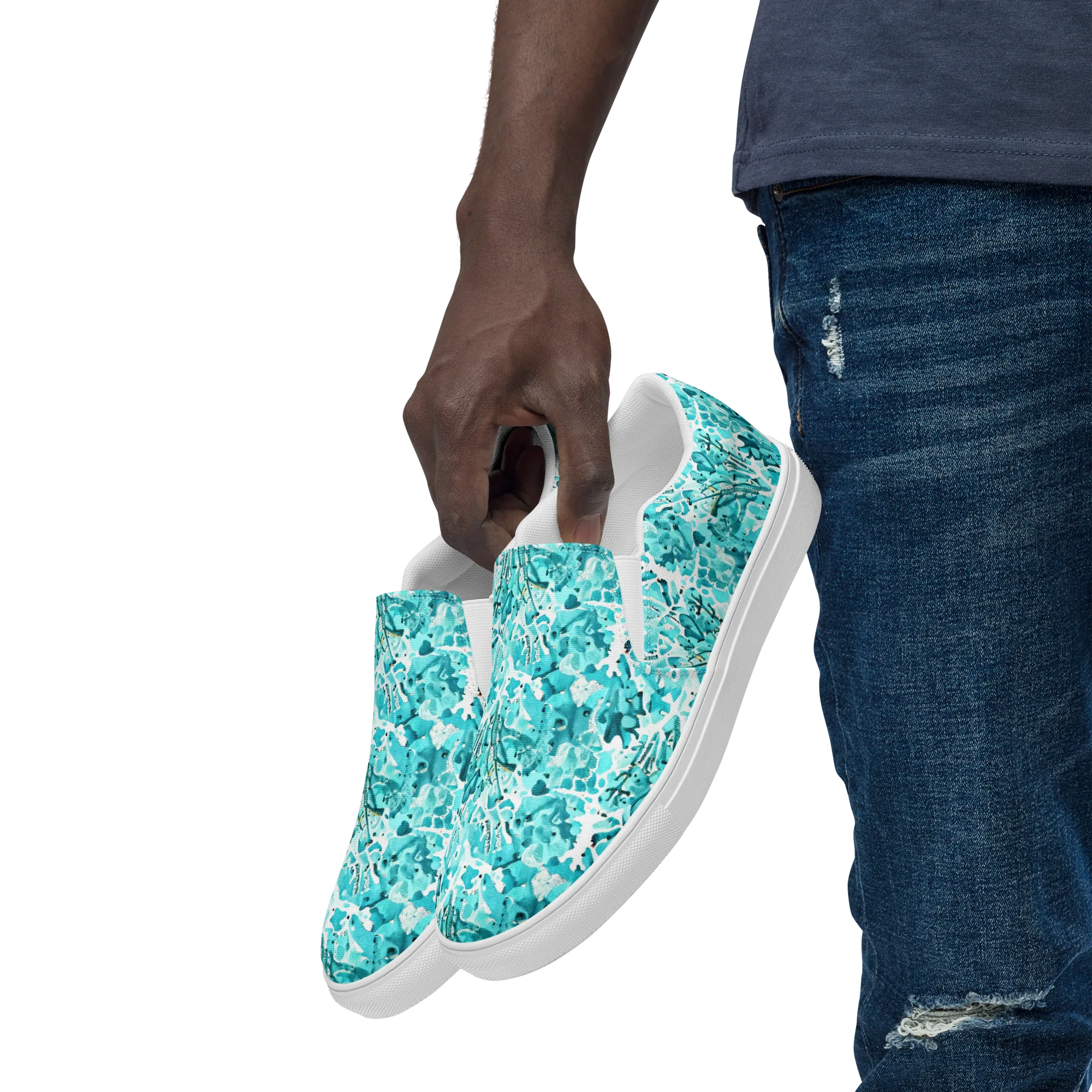 Tidal Bloom on Men's Slip-On Canvas Shoes — Left Front