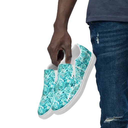 Tidal Bloom on a Men's Slip-On Canvas Shoes