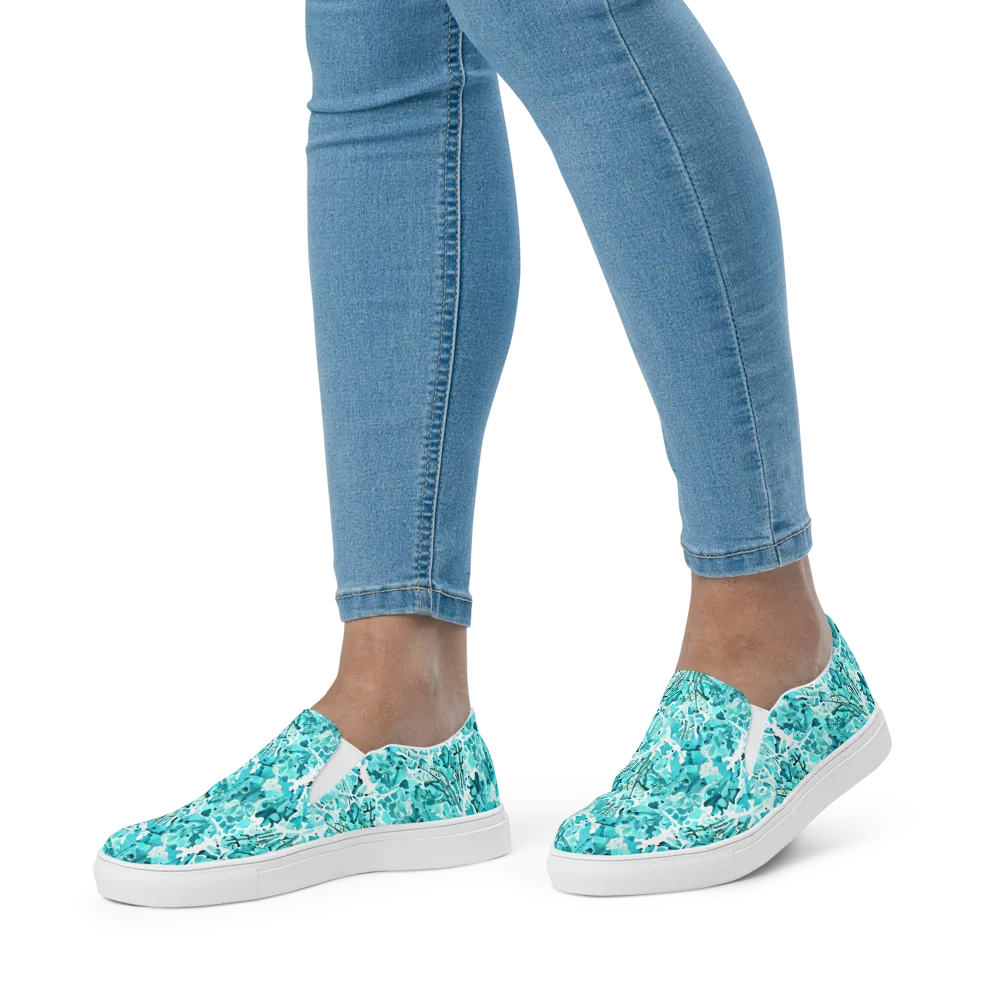 Tidal Bloom on Women's Slip-On Canvas Shoes — Front