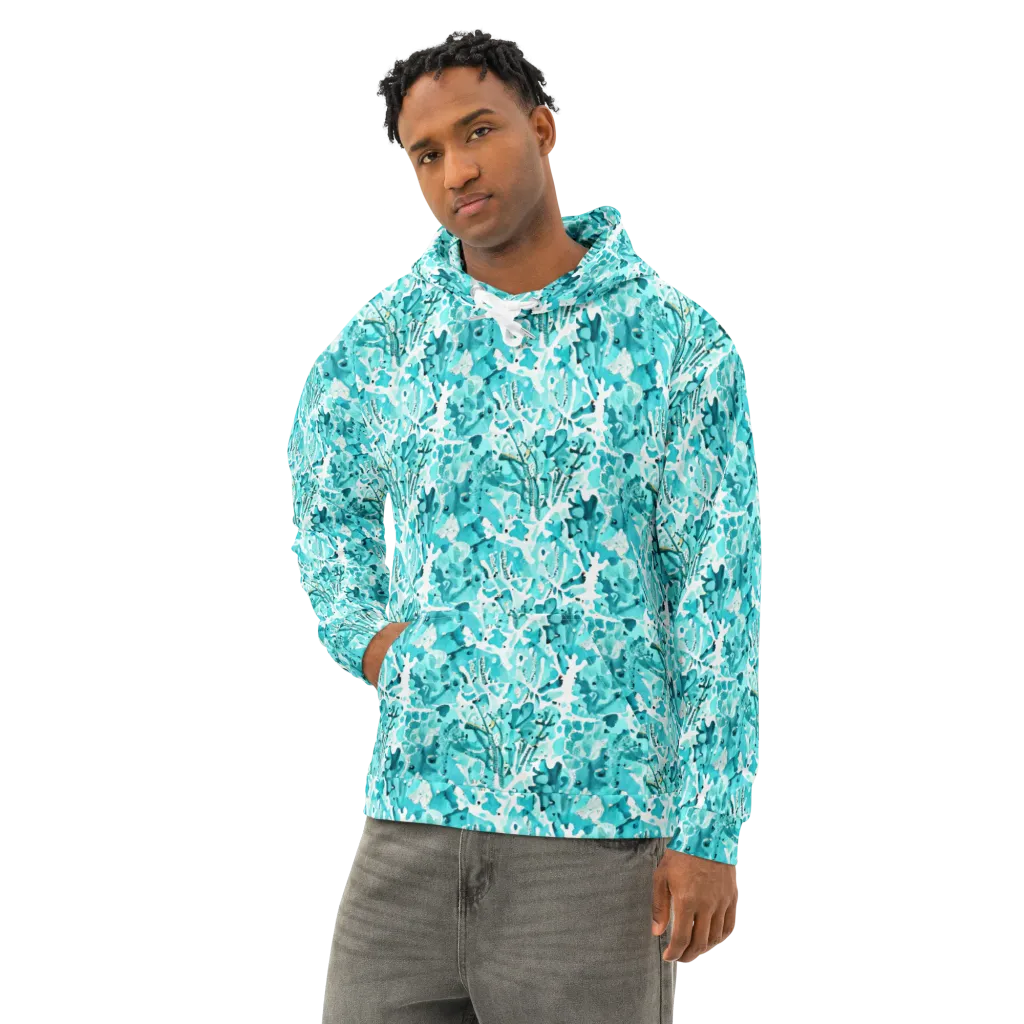Tidal Bloom on Cotton Hoodie — Left Front