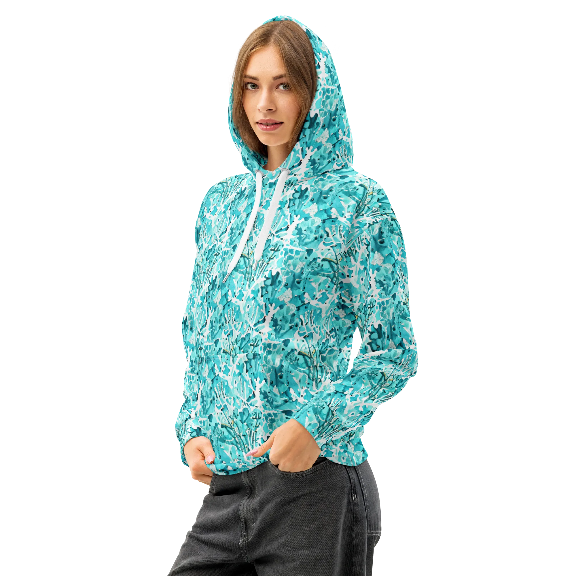 Tidal Bloom on Cotton Hoodie — Left Front