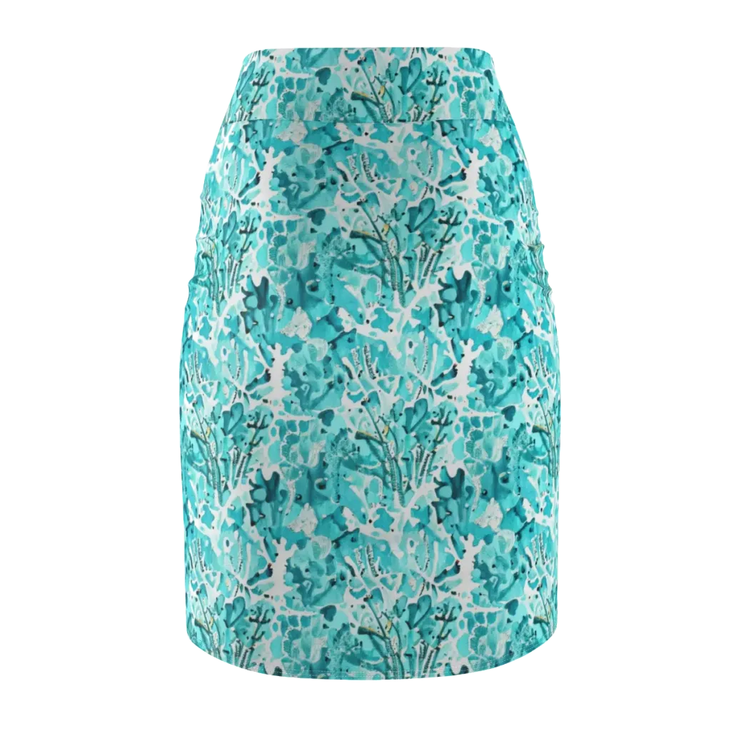 Tidal Bloom on Pencil Skirt — Back