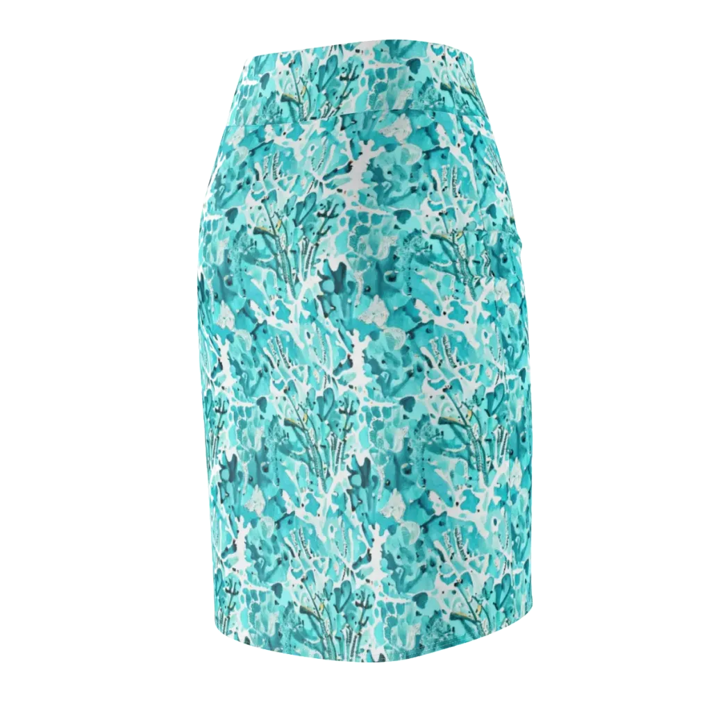 Tidal Bloom on Pencil Skirt — Back Side