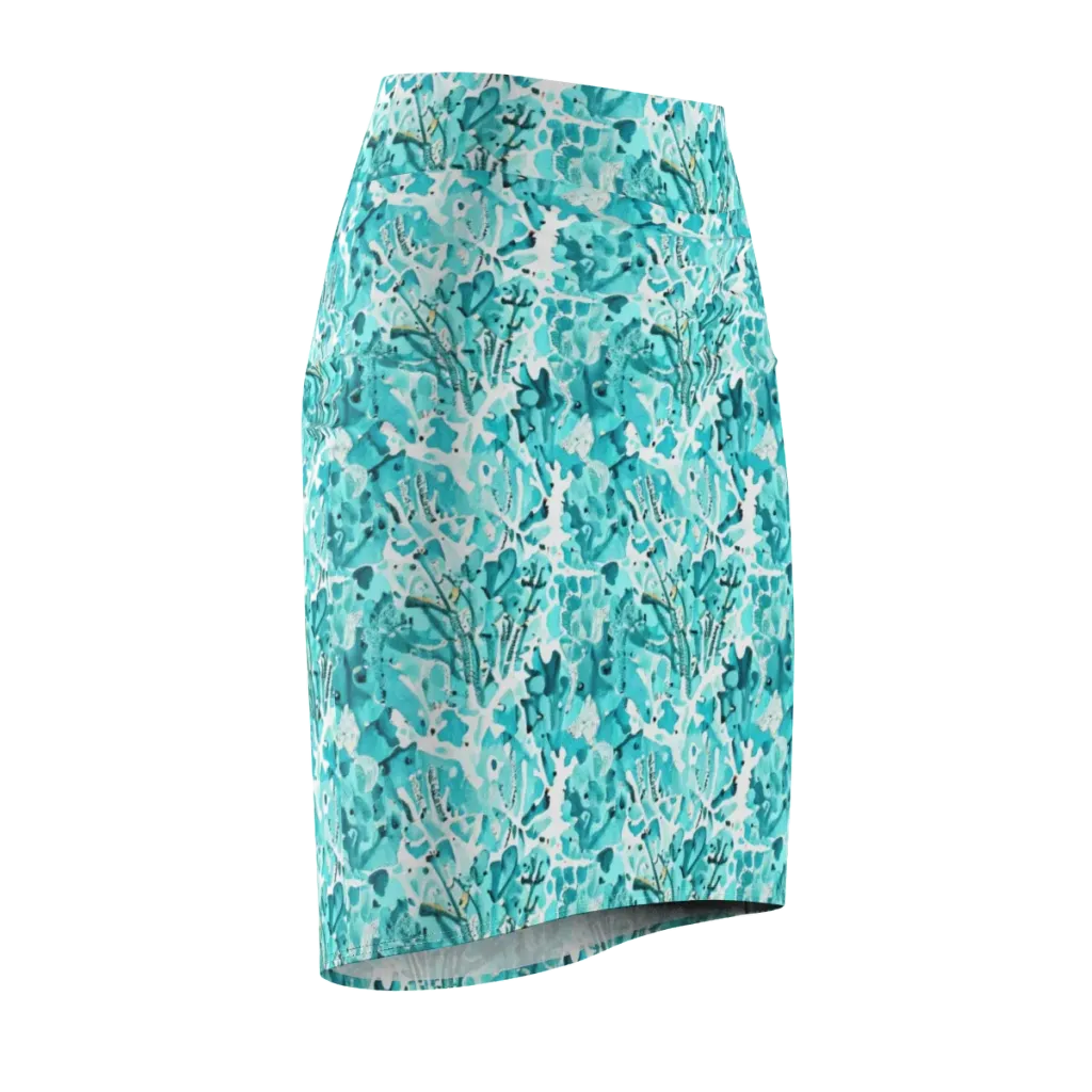 Tidal Bloom on Pencil Skirt — Front Side