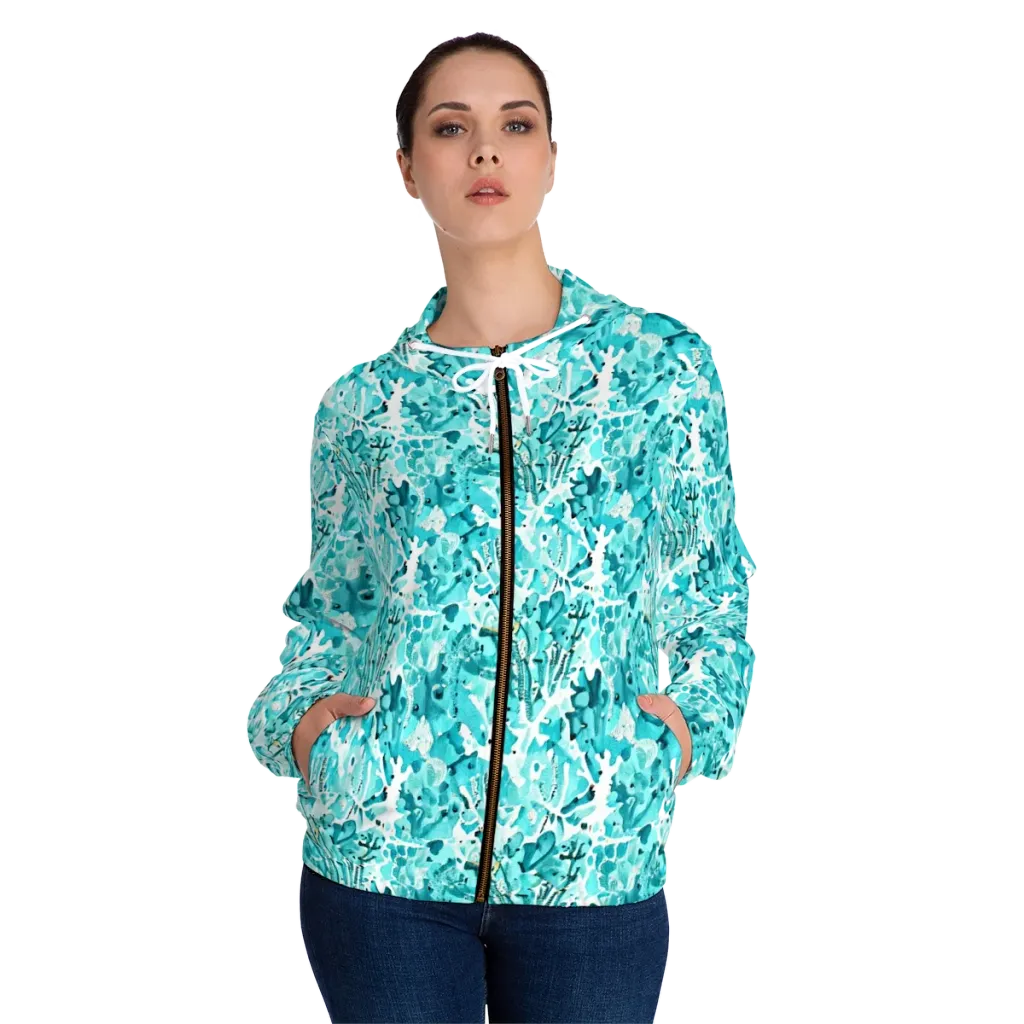 Tidal Bloom on Women's Full-Zip Hoodie — Front On Person