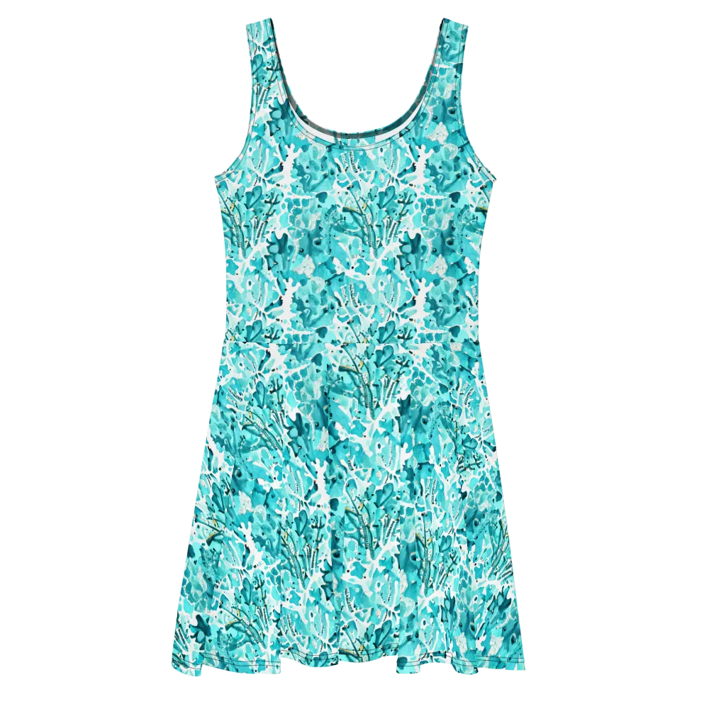 Tidal Bloom on Skater Dress — Front