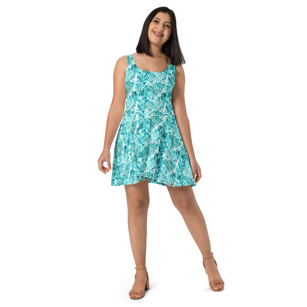 Tidal Bloom on Skater Dress — Front