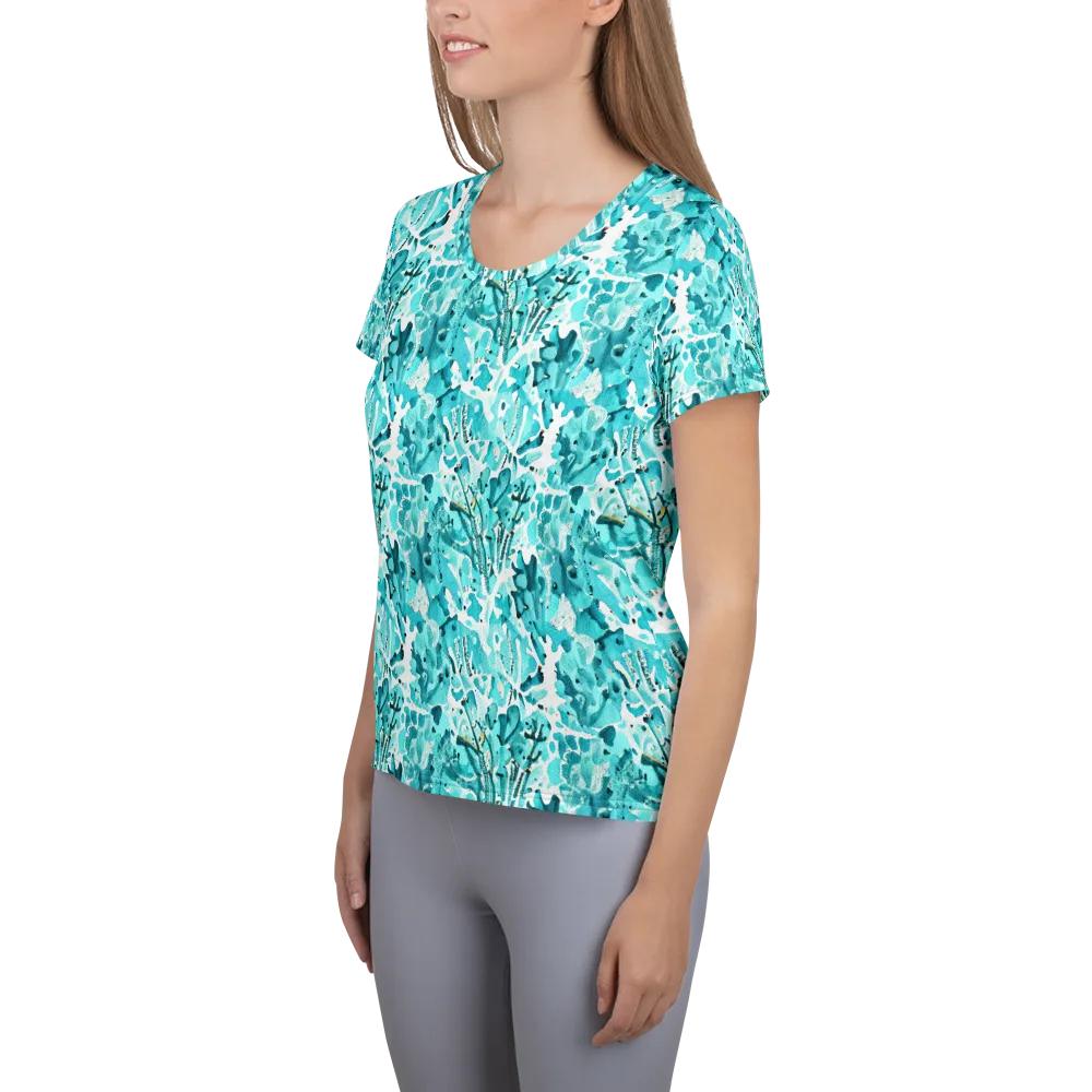 Tidal Bloom on Women's Athletic T-Shirt — Left