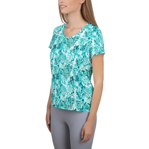Tidal Bloom on a Women's Athletic T-Shirt