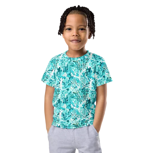 Tidal Bloom on a Kids Crew Neck T-Shirt