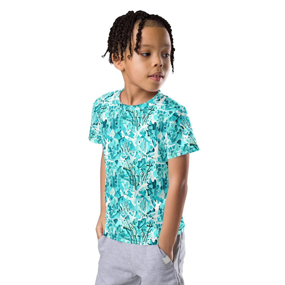 Tidal Bloom on Kids Crew Neck T-Shirt — Left Front