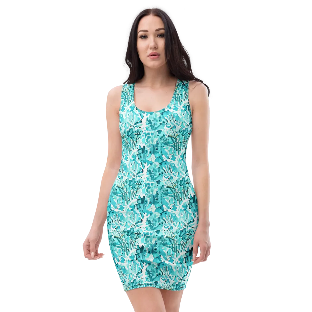 Tidal Bloom on Bodycon Dress — Front