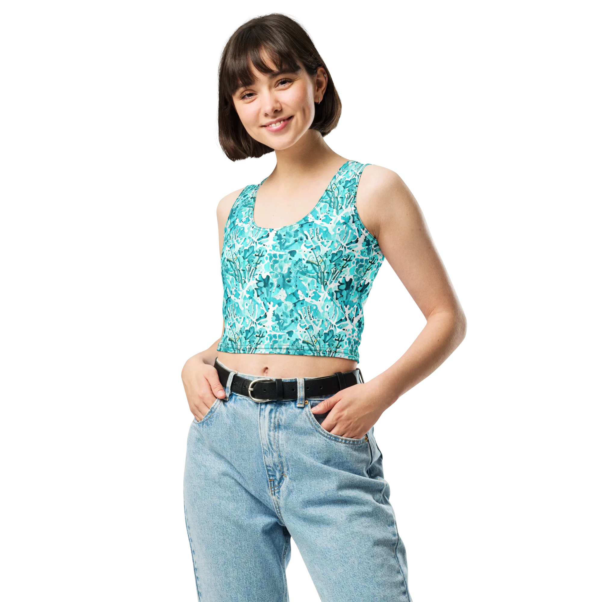Tidal Bloom on Crop Top — Front