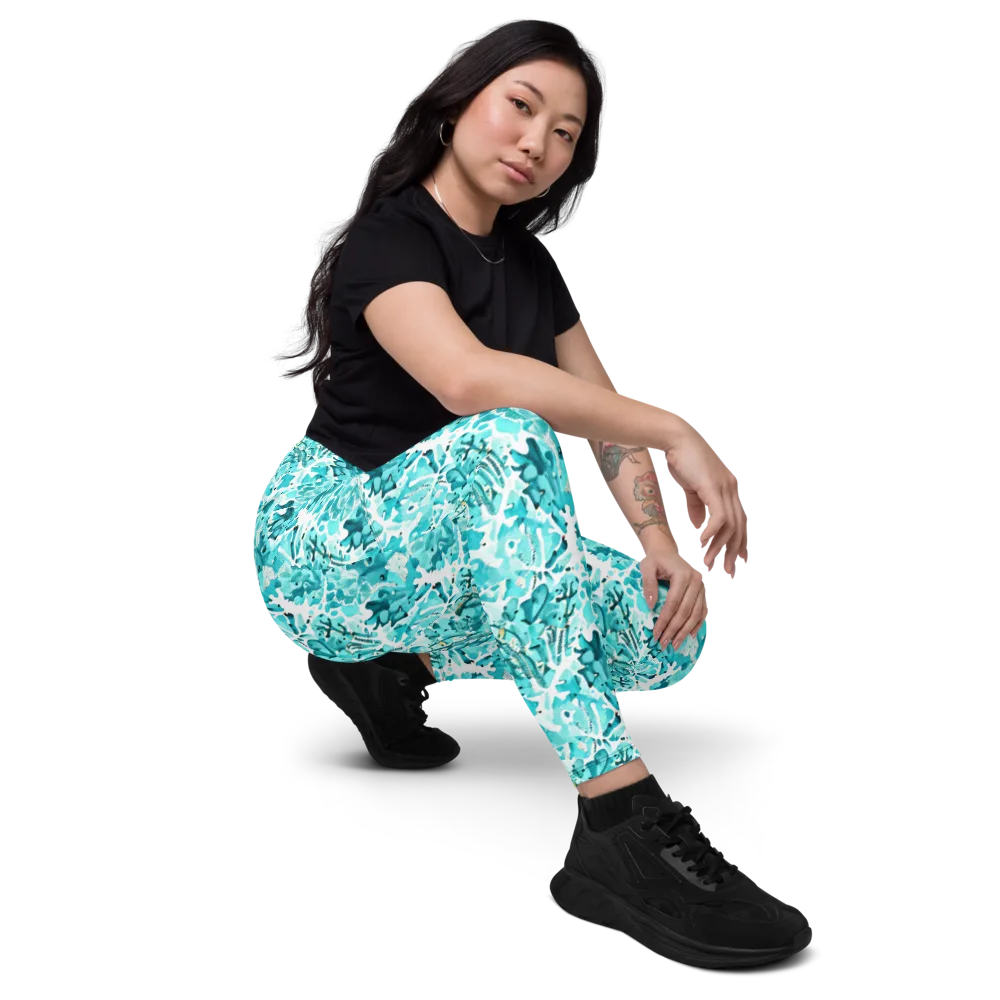 Tidal Bloom on Leggings with Pockets — Right Front