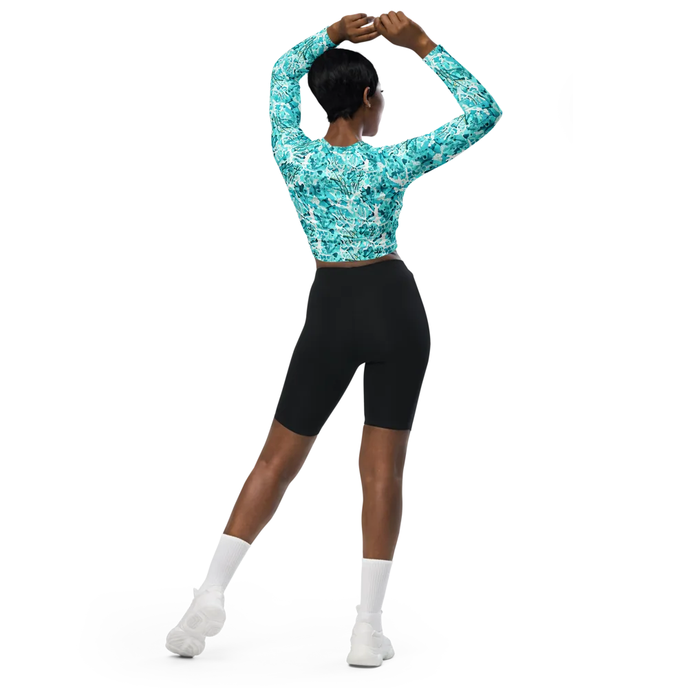 Tidal Bloom on Long Sleeve Crop Top — Back