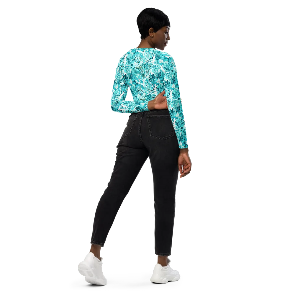 Tidal Bloom on Long Sleeve Crop Top — Right Back